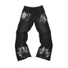Trendy Wijde Jeans, Gewassen, Slijtageplekken, Patchwork, Unisex Stijl
