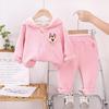 Girls' Fleece-Lined Sweatshirt Two-Piece Set - Korean Style Autumn/Winter Wear for Baby Girls