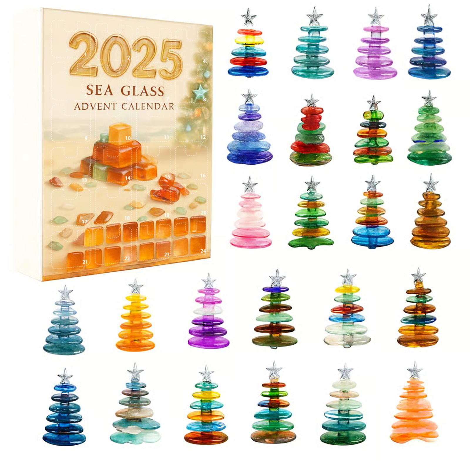 

Colored Sea Glass Christmas Tree Advent Calendar, 2D Flat Acrylic Ornament, Christmas Tree Pendant, Suitable For Christmas Decorations One Size
