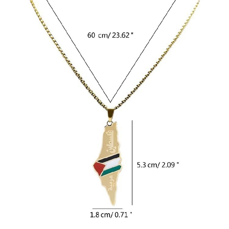 Collane d'Oro/Argento Collana di Mappa della Palestina alla Moda Collana in Acciaio Inossidabile