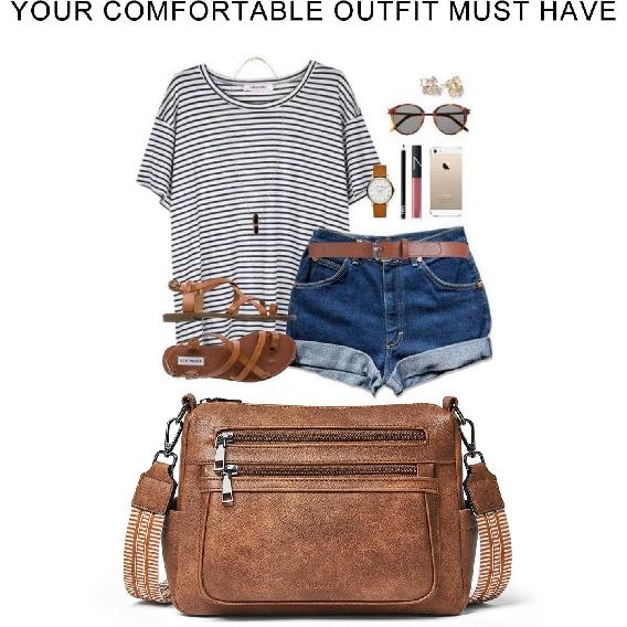 Bluome Crossbody Purses for Women, Medium Large Faux Leather Crossbody Bags Lightweight Sling Bag Shoulder Handbags