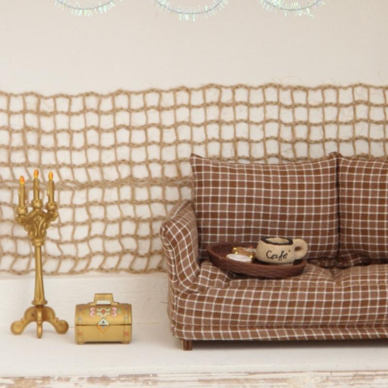 Smooth cotton Tiny Sofa Model For 1 12 Model house Displays Detachable For Realistic Home Trim