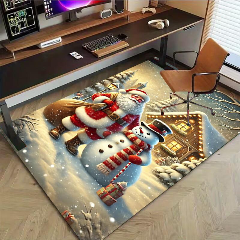 1 Stück Weihnachtsmann Schneemann Teppich Büro Teppich Außenmatte Heimdeko Bereichsteppich Festival Geschenk