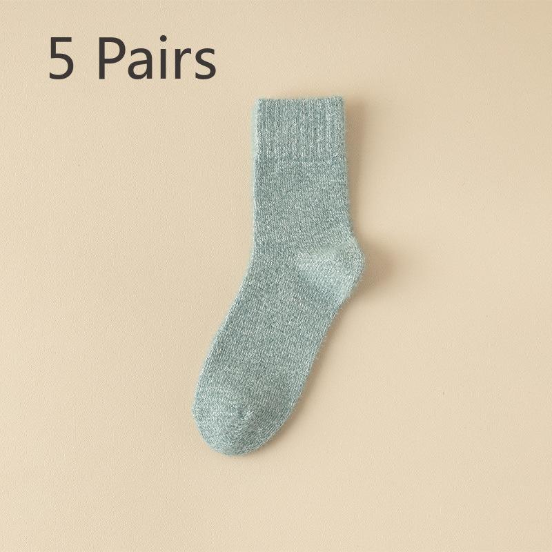 5 Pairs of  Male Autumn and Winter Plush Warm Thickened Floor Mid Calf Socks