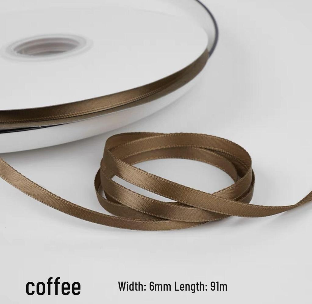 "0.6cm-1cm Polyester Ribbon for DIY Bows, Bouquets, and Gift Boxes"