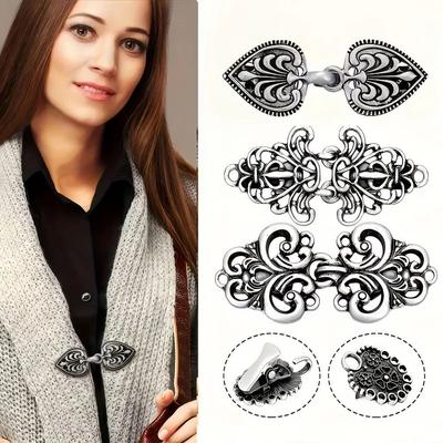 Vintage Style Cape Cloak Fastener Elegant Cardigan Button Clothing Tight Brooch  Blouse Collar