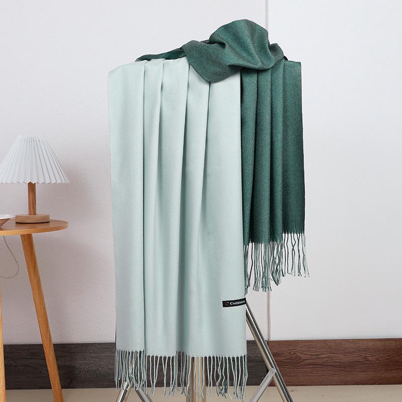 Double-sided Two-color Scarf for Women Autumn and Winter High End New Wool Scarf Shawl Imitation Cashmere Scarf