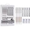 Mechanical Pencil Set with Case, 4PCS Drafting Pencils 0.3mm 0.5mm 0.7mm 0.9mm – 4 Tubes HB & 2B Lead Refills, 3 Erasers, Mechanical Pencil Kit for
