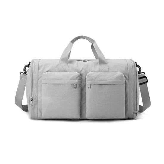 Foldable Gym Tote Unisex Duffle Bag with Shoe Compartment Wet Pocket Nylon Weekender Bag for Fitness Travel Swimming