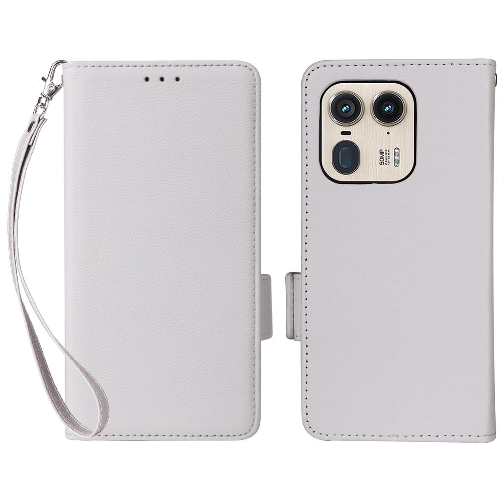 For Motorola Edge 50 Ultra 5G/Moto X50 Ultra 5G Case with Wrist Strap Litchi Texture PU Leather Wallet Phone Cover