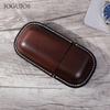 JOGUJOS Vegetable Tanned Leather Hand-sewn Glasses Case, Capsule Glasses Storage Case, Genuine Leather Sunglasses Case
