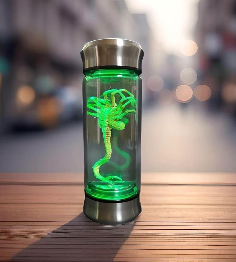 Glow-in-the-Dark Alien Facehugger & Chestburster Glass Souvenir