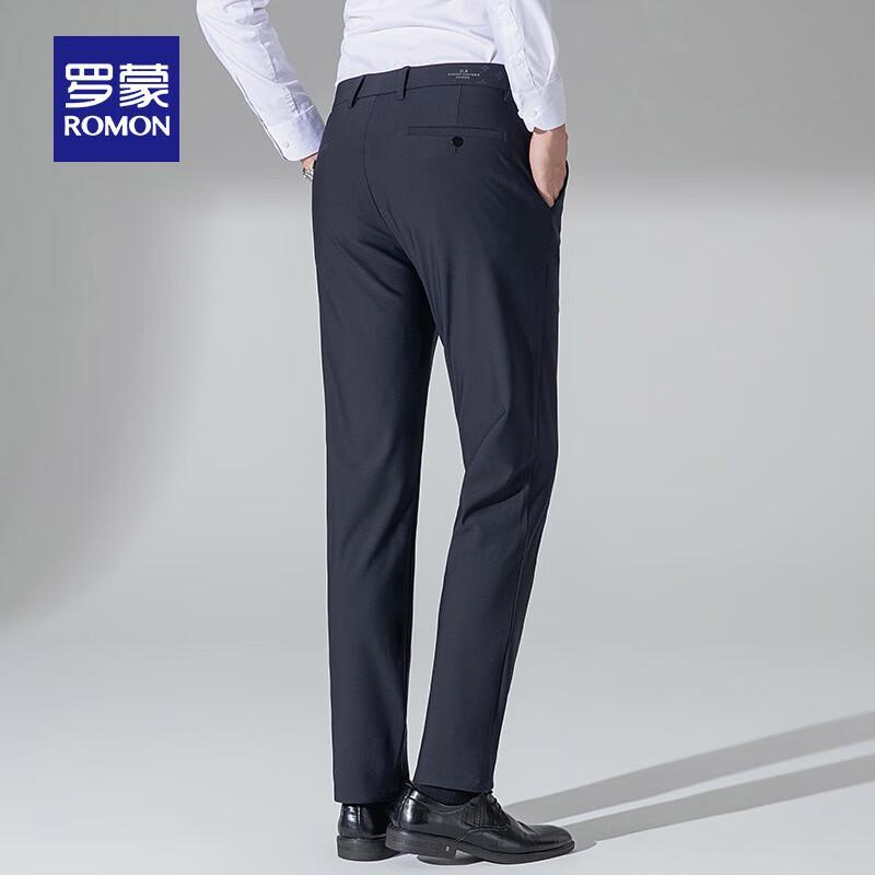 Luomeng Herren Four-Way-Stretch Fleece-gefütterte Straight-Leg Business Casual Hose