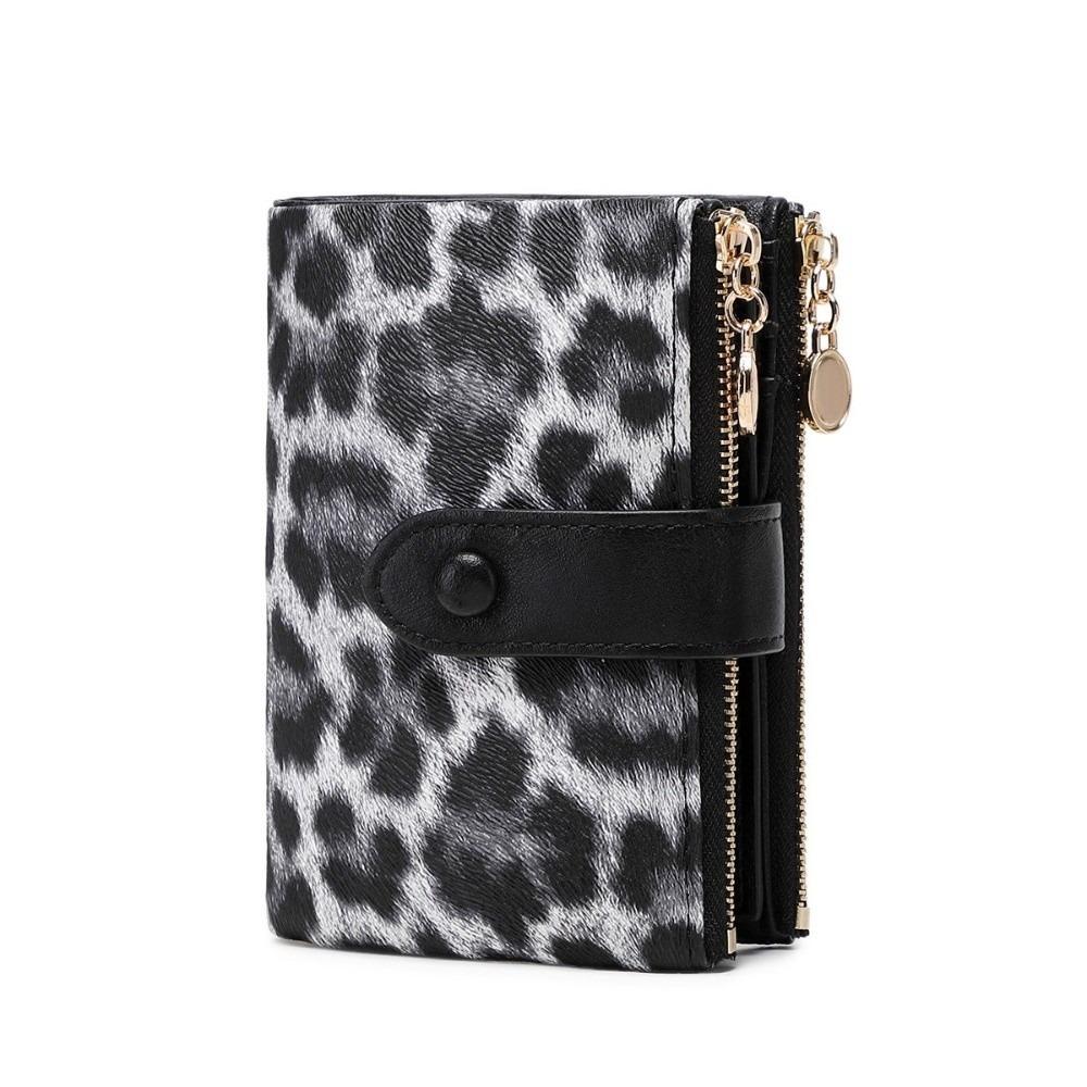 Polyester Lining Trifold Wallet Leopard Print Coin Purse Elegant Card Holder  Travel Use