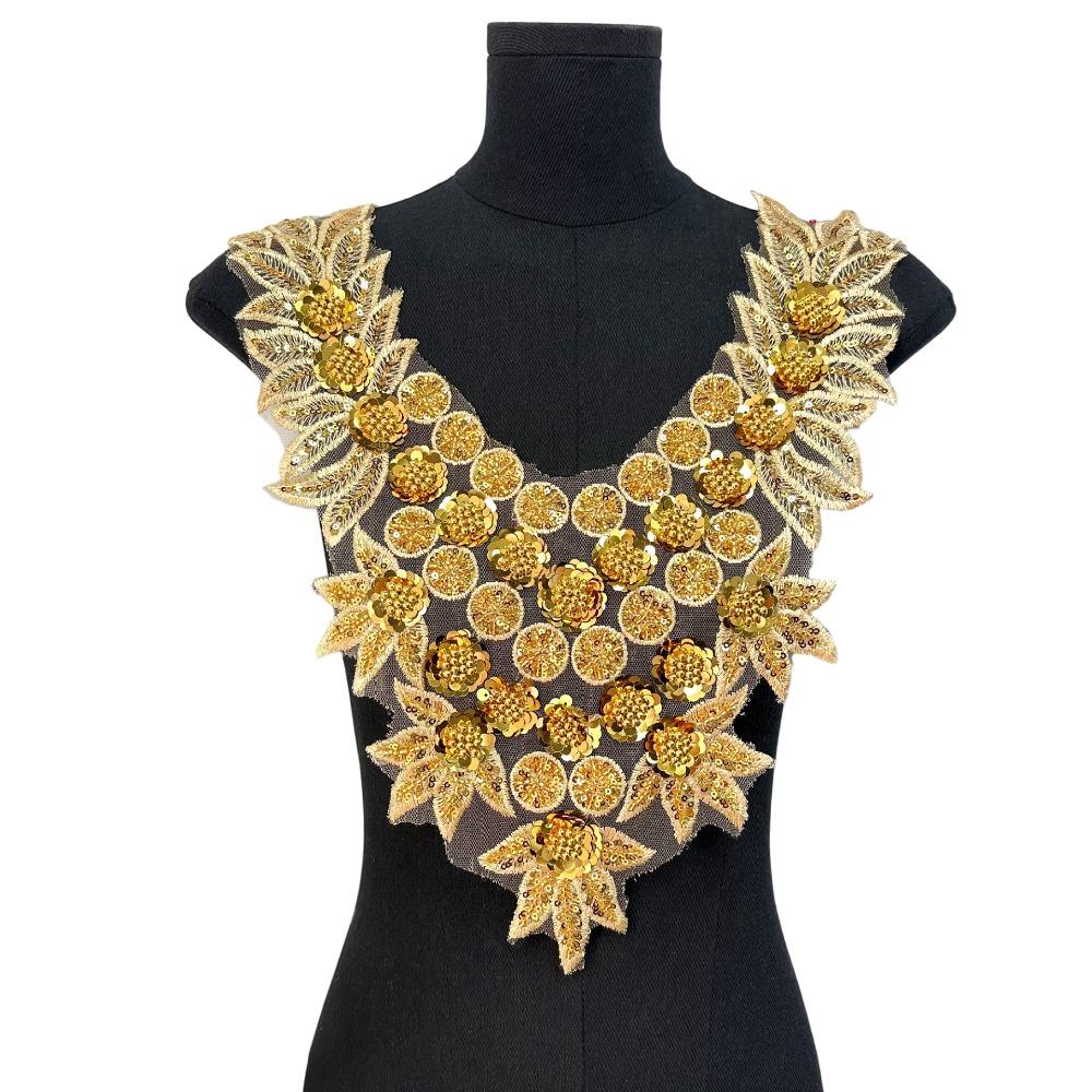Embroidered 3D Sequin Collar Handmade Lace Fabric Applique DIY Sewing