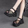 Fashion 7CM Stretch Fabric Women Sandals Cow Genuine Leather Platform Flats Chunky Sneakers Elastic Moccasins 2025 Fashion Natural Shoes