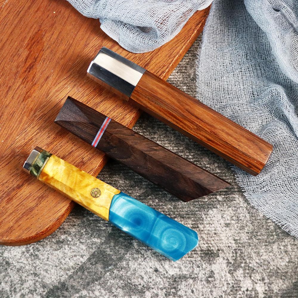 DIY Knife Handle Natural Environmental Protection Octagonal Blue Resin Handle Accessories Hexagonal Swallowtail Sandalwood EDC