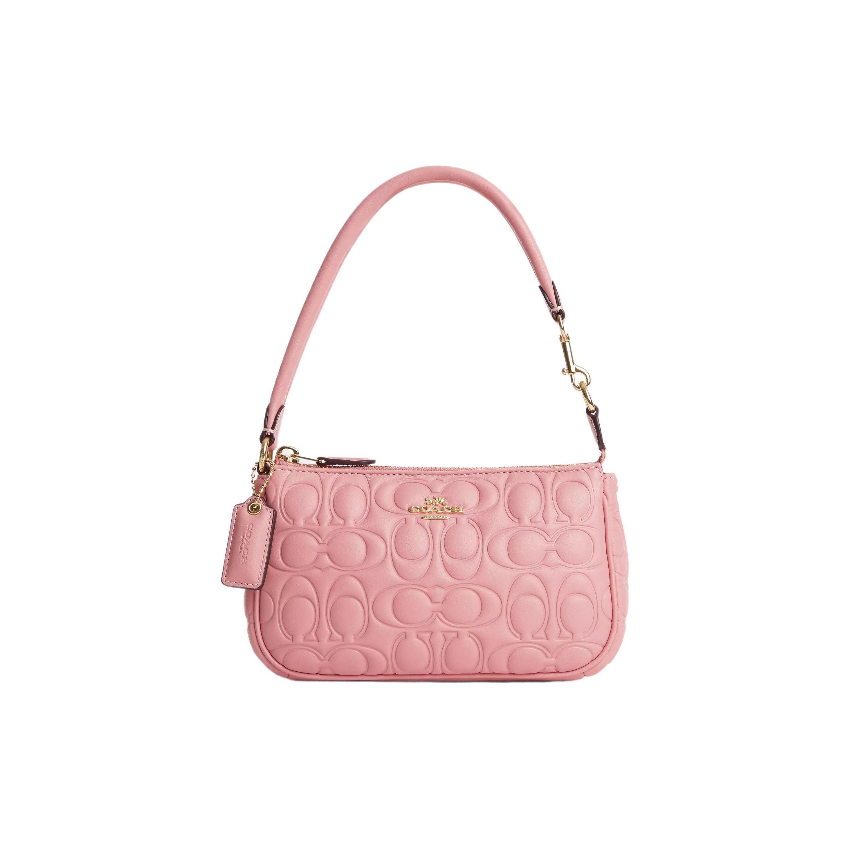 Coach Women's Nolita 19 Embossed Classic Monogram Minimalist Multifunctional Pocket Card Slot Zipper Closure Leather Handbag Small Handbags Cm239-Imsel