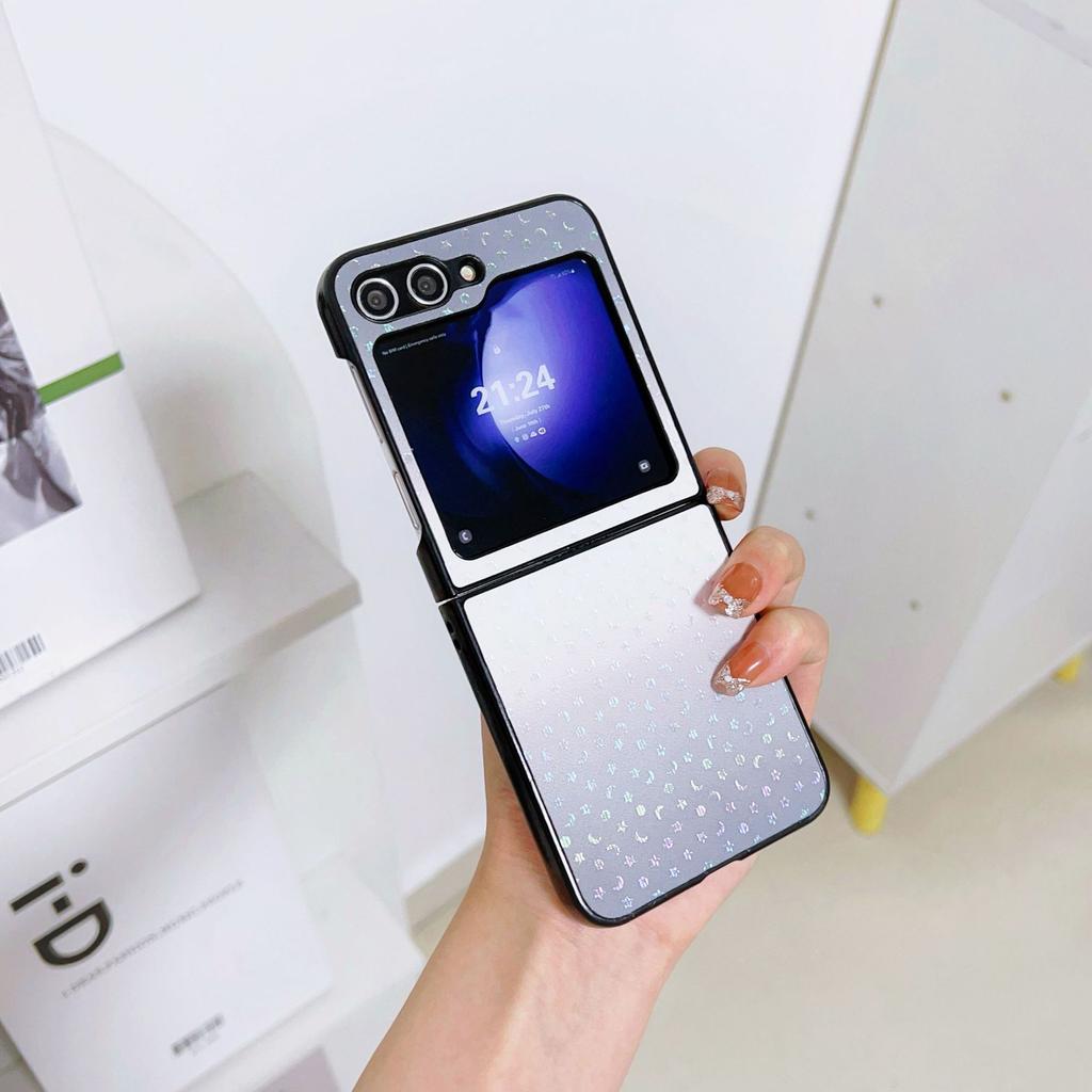 Applicable To Samsung Z Flip6 Mobile Phone Case Z Flip5 Folding Screen Gradual Change Laser Star Flip Case