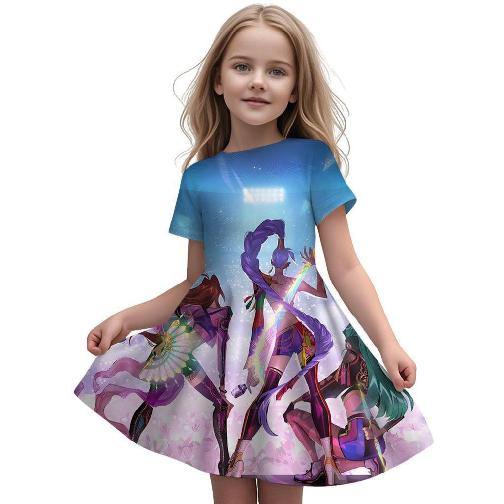 Girls Fly Sleeve Nightgown Girls Milk Silk Dresses