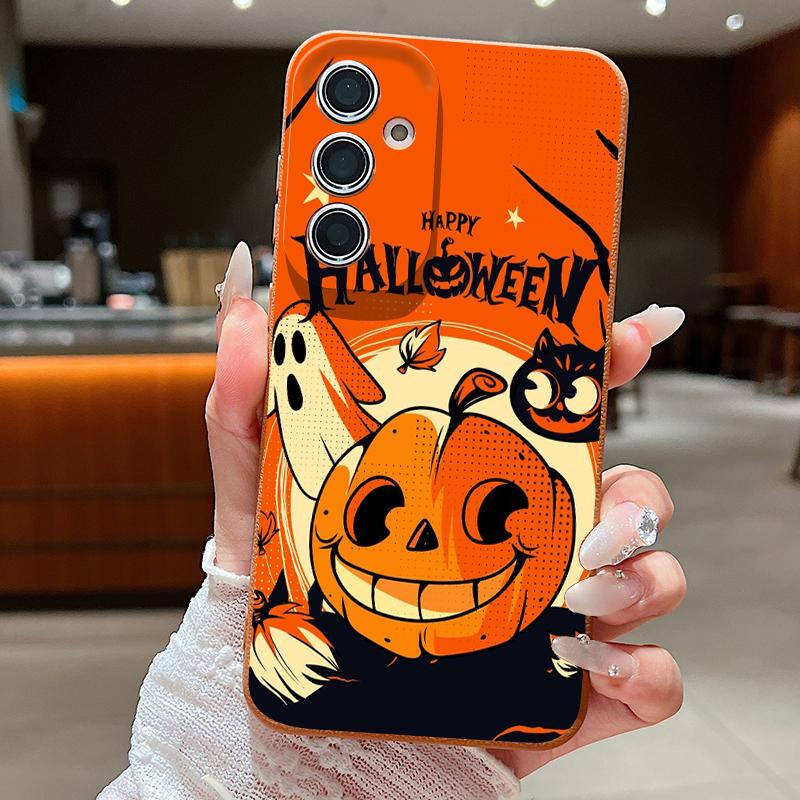 Pompoen Lantaarn Geest Halloween Hoesje Voor Samsung S26 FE S25 Ultra S24 S23 S22 S21 FE A16 A17 A18 A26 A36 A37 A54 A55 A56 A57 5G Zachte Siliconen Cover