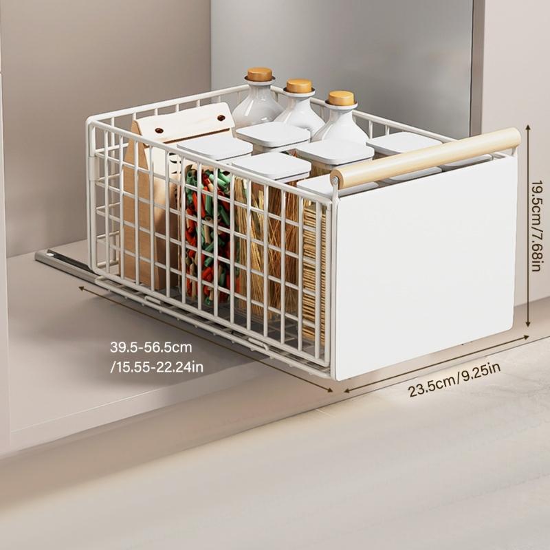 Retractable Kitchen Cabinet Organizers Easy Installation Adjustable Retractable Storage Rack Maximizes Space Under Sink For Utensils