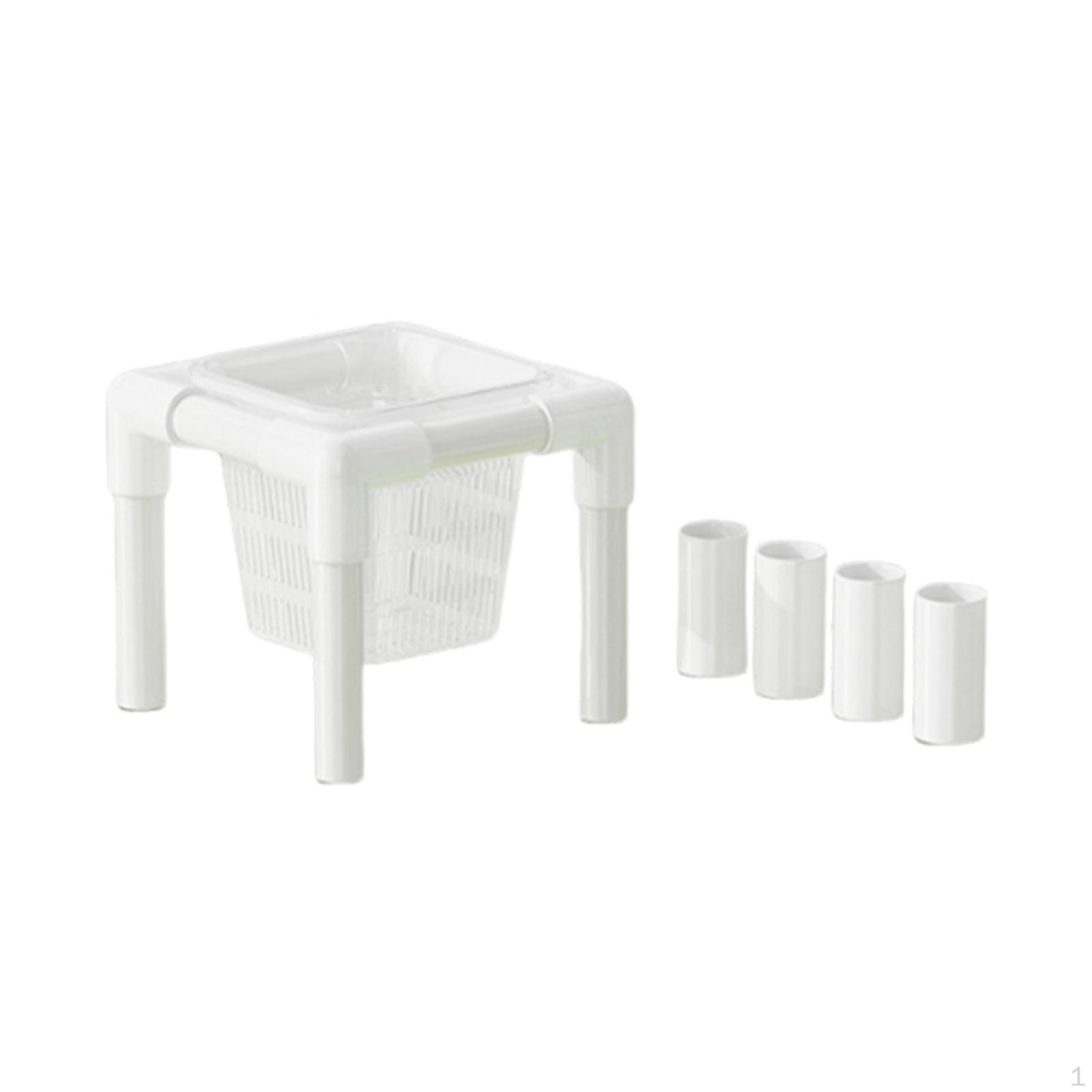 

Turtle Tank Aquatic Plant Holder Basket and Stand White with Heightening Tubes Support Medium