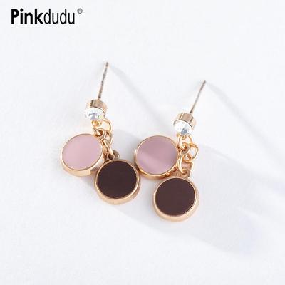 Korean Yellow Green Contrast Drop Oil Round Drop Earrings Simple Enamel Red Pink Earring for Women Jewelry PD1454