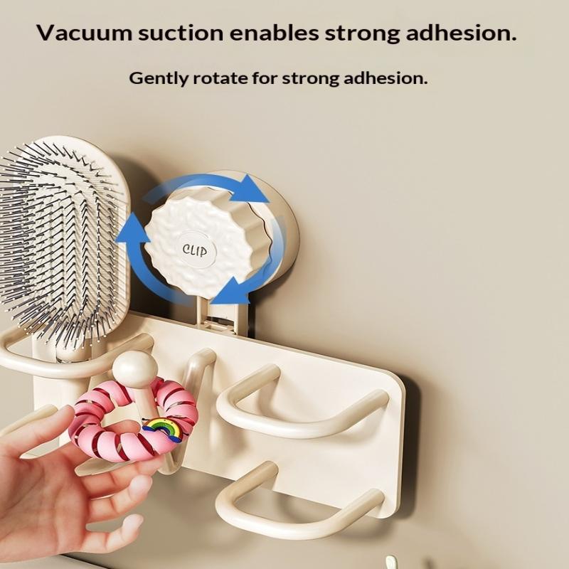 Wall-Mounted Comb Storage Rack Suction Cup Bathroom Hair Tie Holder No-Drilling Needed Hairband Holder Plastic Organizer