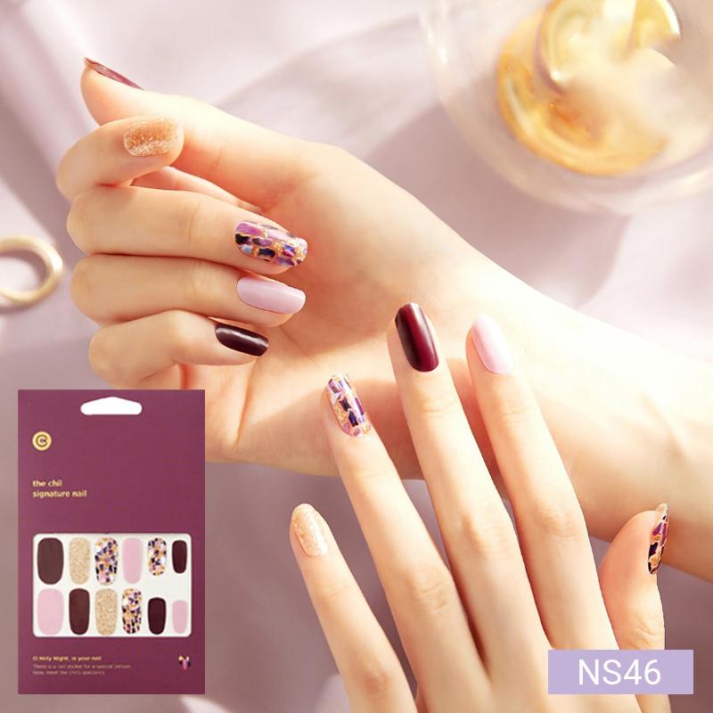 Glam Shell&Glitter Nail Stickers 24pcs | Self-Adhesive Strips, Bold Chic Mix, Quick 5-Min Manicure