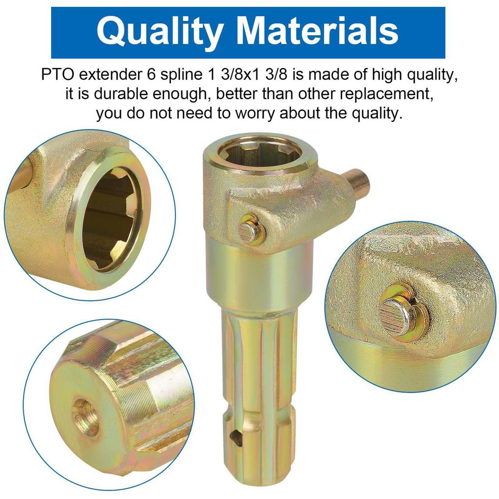 PTO Extender Adapter, 1 3/8" 6-Spline Female To 1 3/8" 6-Spline Male PTO Extension PTO Extender Adapter for Tractors Up To 70