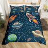 For Kids Boys Girls Bedroom Decor - Rocket Astronaut Space Theme Duvet Cover Set King Queen Full Size Polyester Comforter Cover