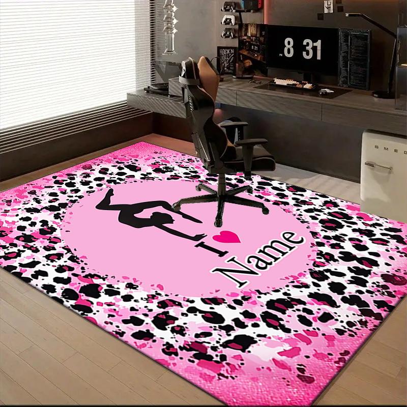 1PC Custom Name Gymnastics Art Theme Floor Mat Ideal for Living Room, Game Rooms, Office, Bedroom,Floor Mat Playful Design