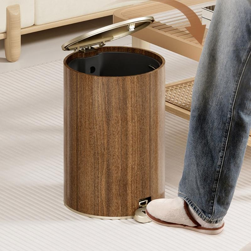 Moderní odpadkový koš Dřevěná textura Odpadkový koš Utěsněný odpadkový koš s víkem Snadné použití Do obývacího pokoje 9L/12L