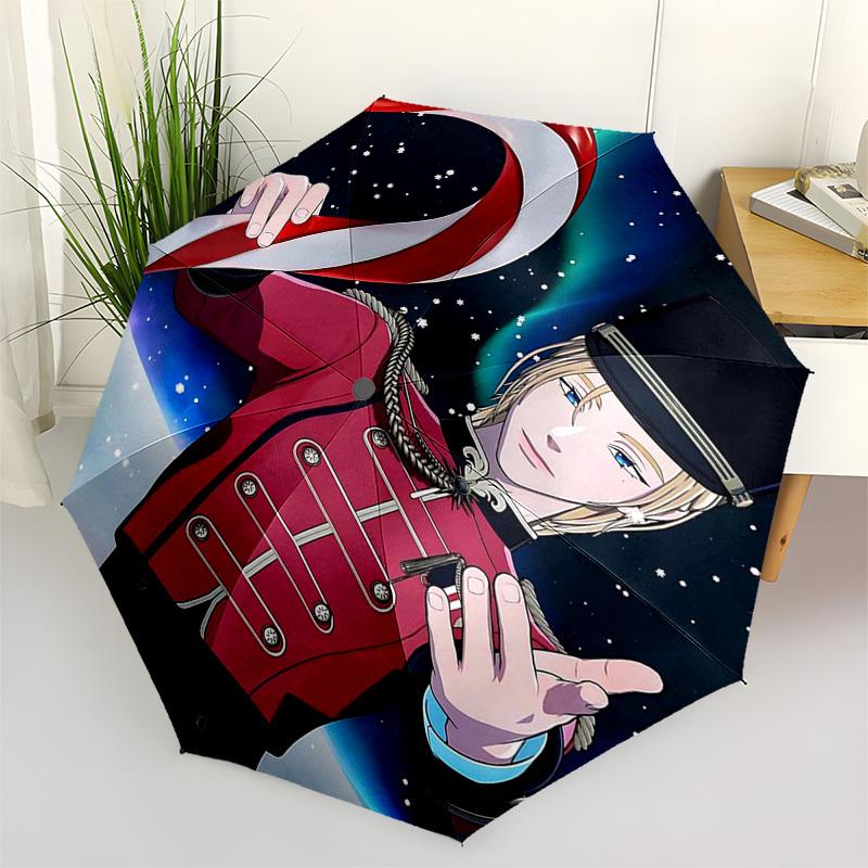

1pc Outdoor Umbrella with Anime Character Design - Automatic Opening/Closing, Portable 3-Fold Design, 8-Rib Iron Frame - Perfect for Fans, Travel