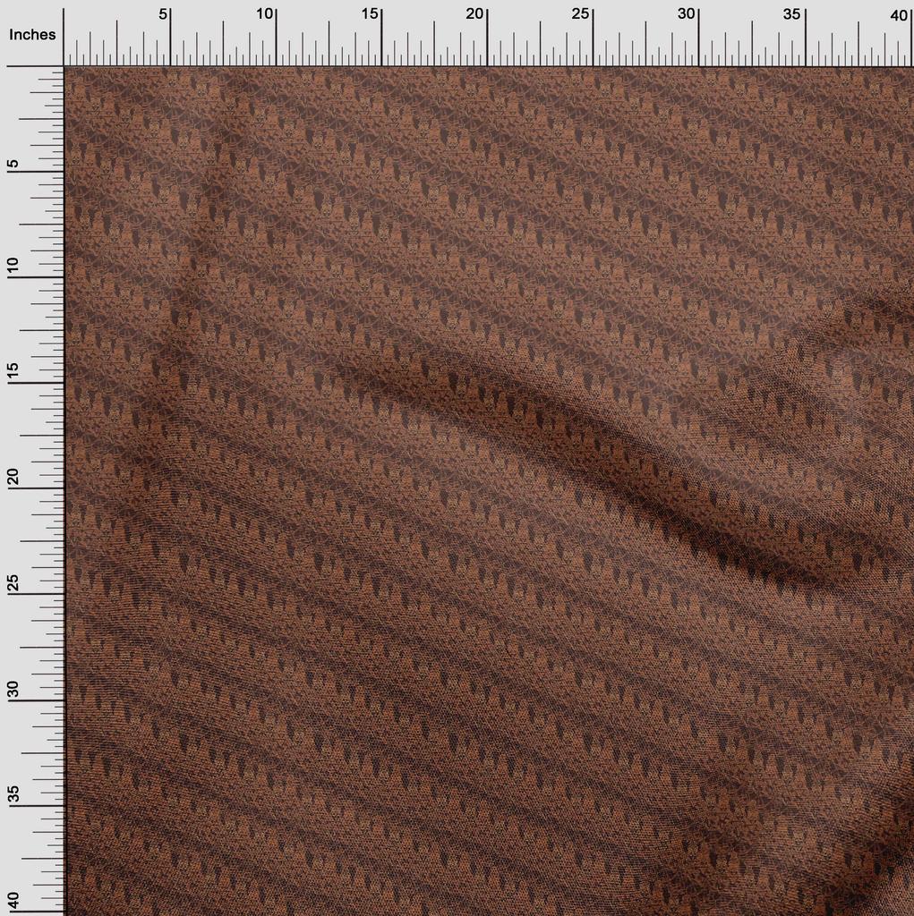 oneOone Cotton Flex Brown Fabric Kalamkari Quilting Supplies Print Sewing Fabric By The Yard 40 Inch