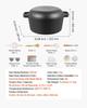 Cast Iron Dutch Oven, 2-in-1 Pre-Seasoned Pot with Skillet Lid, 4.7L Cookware Pan with Proofing Basket, Bread Baking Accessories, Bread-Oven