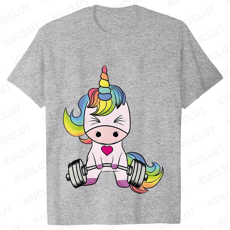 Unicorn Gym Shirts for Women Unicorn Weightlifting T-shirts Trainer Fitness Workout Tshirts Summer Fashion T Shirt for Women