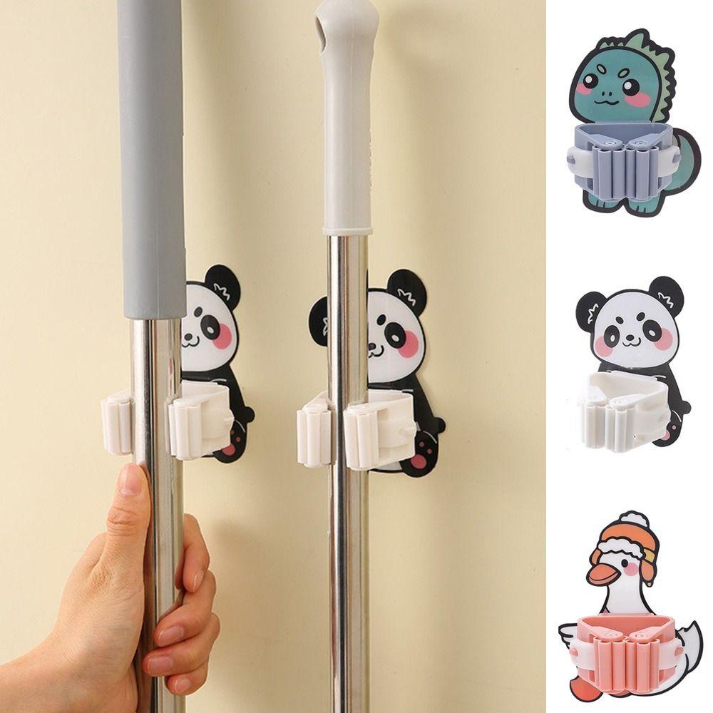 

Самоклеящаяся мультяшная клипса для швабры, бесшовная полка для хранения швабры, многоцелевой настенный держатель для швабры, балкон