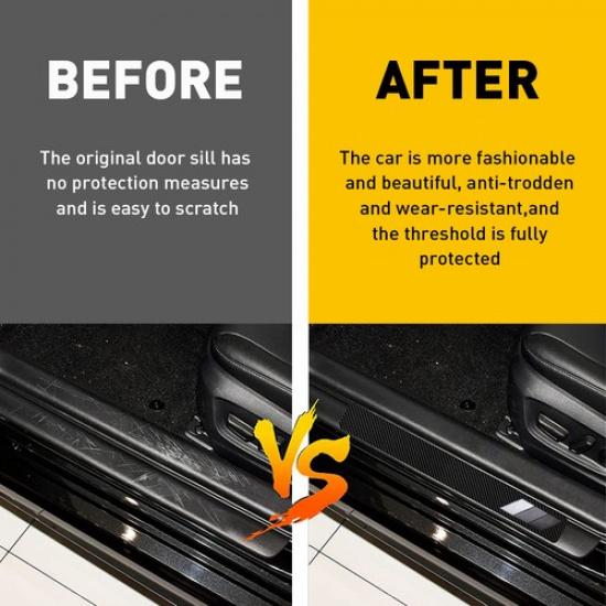 For Toyota Carbon Sill Door Door Fiber Sticker Entry Scuff Guard Plate Stickers