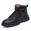 A 2025 Martin boot autumn and winter non-slip high-top tooling boots large size 47 British casual leather shoes with velvet cotton.