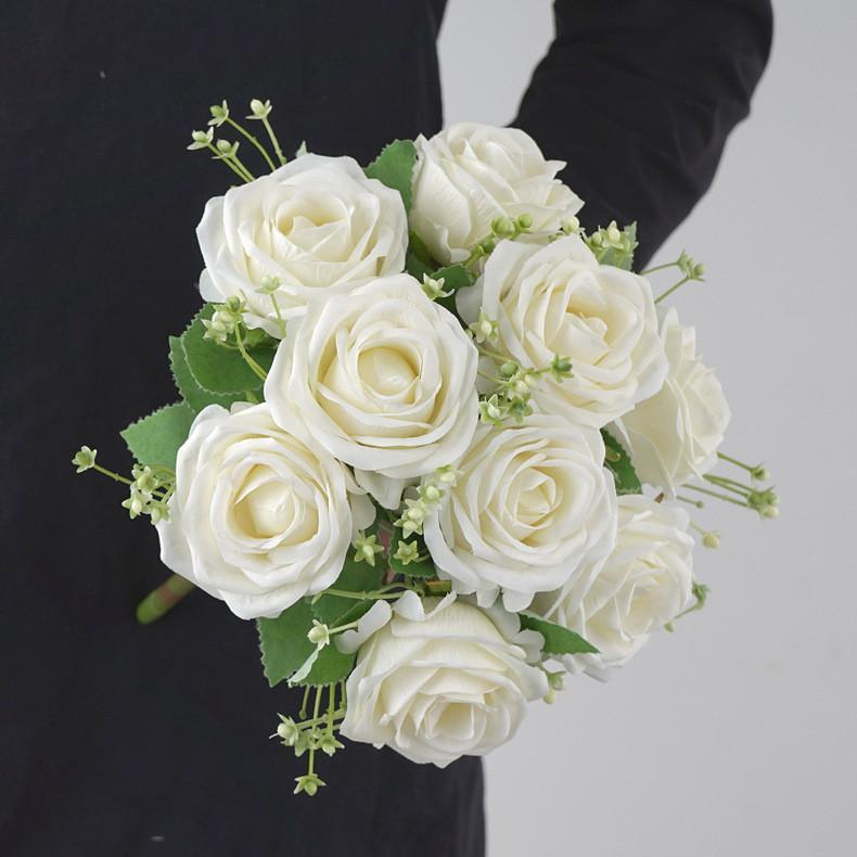 Rose Flower Bouquet Artificial Silk Wedding Decor Gift For Bridesmaids