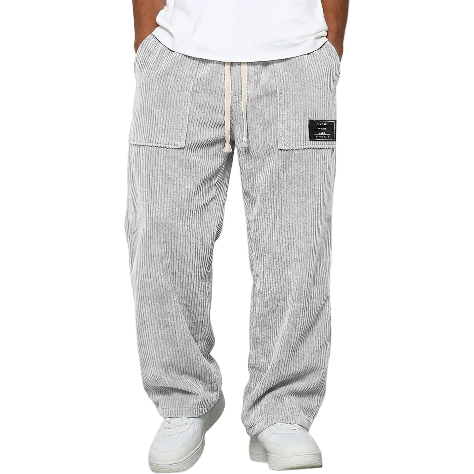 Men s Corduroy Straight Leg Casual Pants Fashionable Versatile Trousers XXL