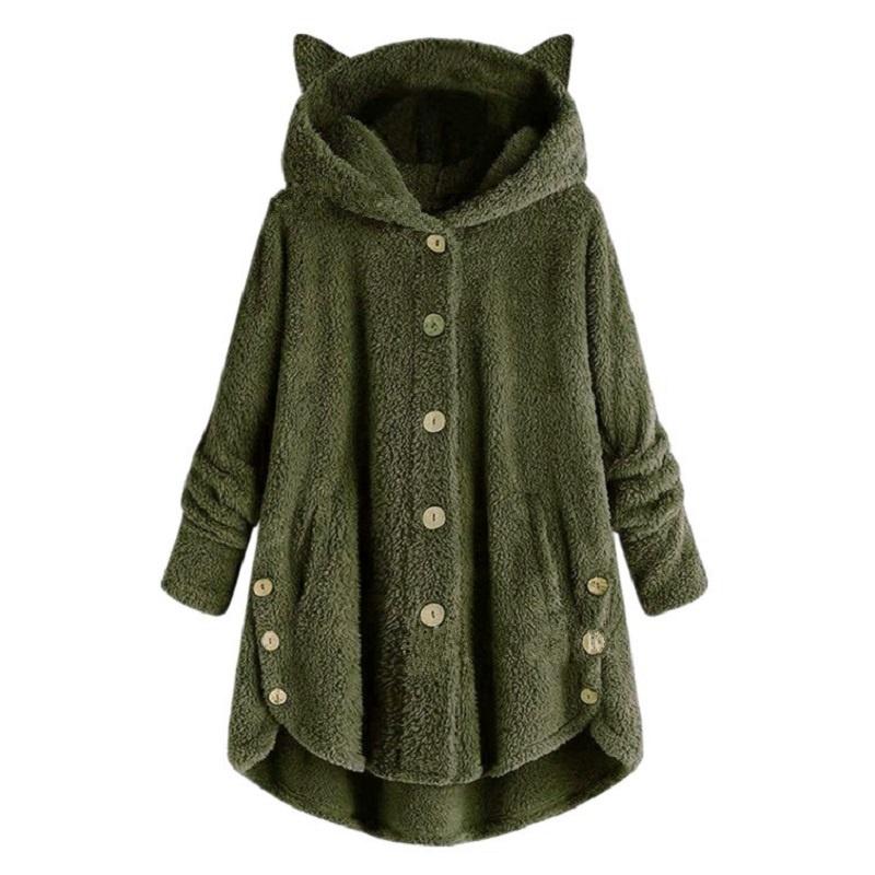 Cozy Cat Ear Women's Winter Warm Fleece Hoodie Hooded Coat For Casual Comfort