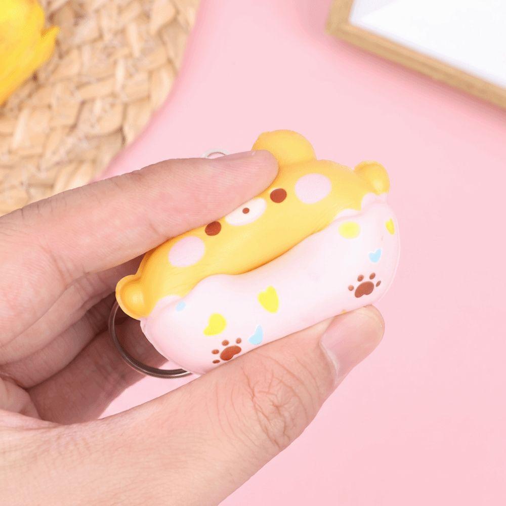 Soft Material Donut Slow Rebound Keyring Cute Animal Design PU Donut Keychain Holiday Gift
