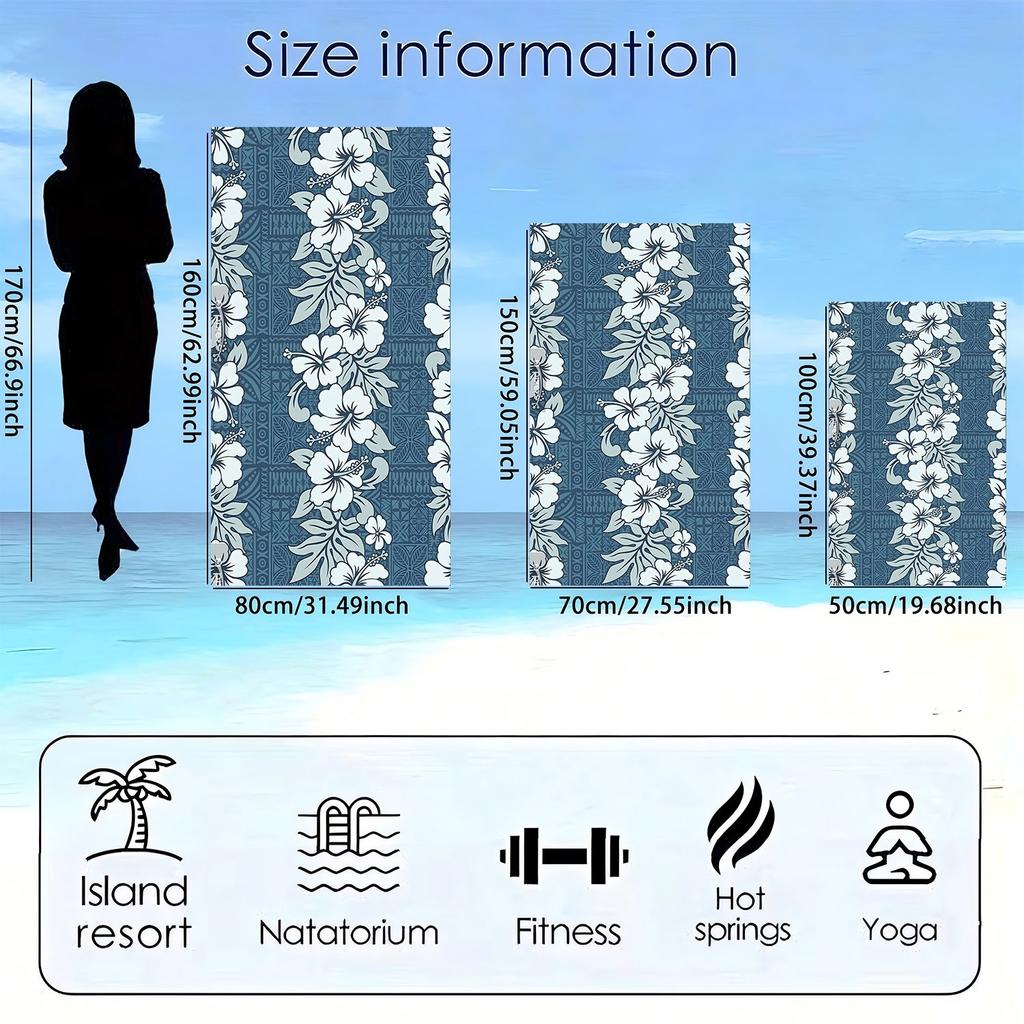 Fresh floral Hawaiian-style pattern polyester microfiber beach towel is highly absorbent suitable for swimming and beach outings