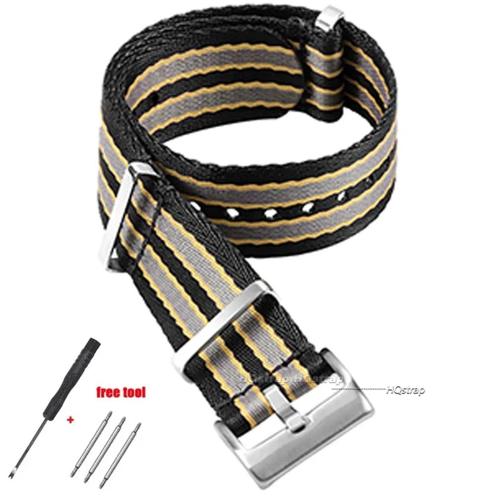 Bracelet souple en nylon pour Omega Seamaster 007 Hommes Femmes Toile militaire Bracelet de montre de remplacement pour Seiko Universel Sport 20mm Ceinture