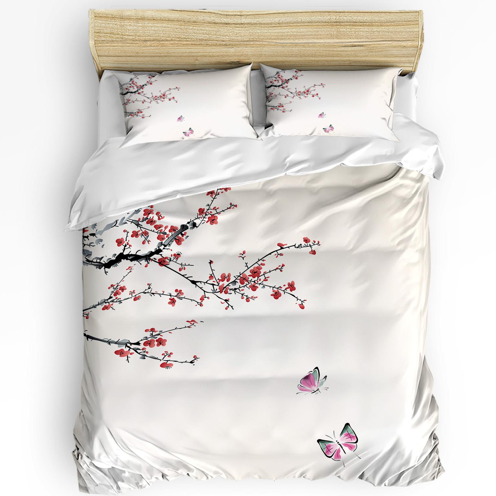 

Набор постельного белья из 3 предметов с лепестками цветов маргаритки и бабочками для спальни, двуспальная кровать, домашний текстиль, пододеяльник, покрывало, наволочка EU single(135x200cm)