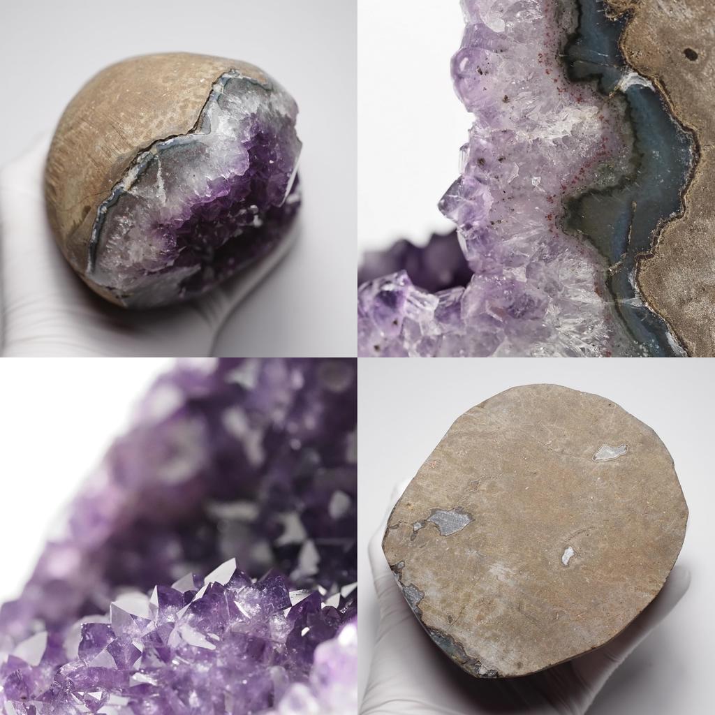 stone Natural Mineral Amethyst Cluster Uruguay Crystal [N2 Natural] (Amethyst Geode) - - (66 "One-of-a-kind" Approx. 1450g, 121x93x104mm)