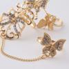 Fashion Rhinestone Hollowed Butterfly Link Finger Ring Adjustable Women Jewelry